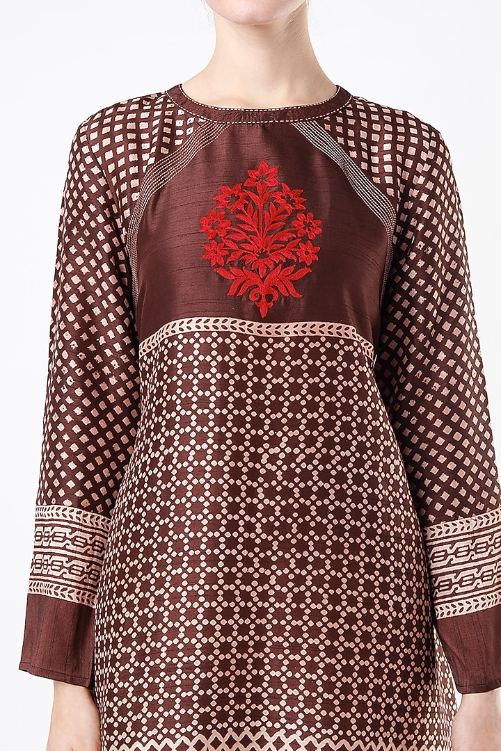 Choco Hand Block Printed Tunic by Krishna Mehta at Pernia's Pop Up Shop