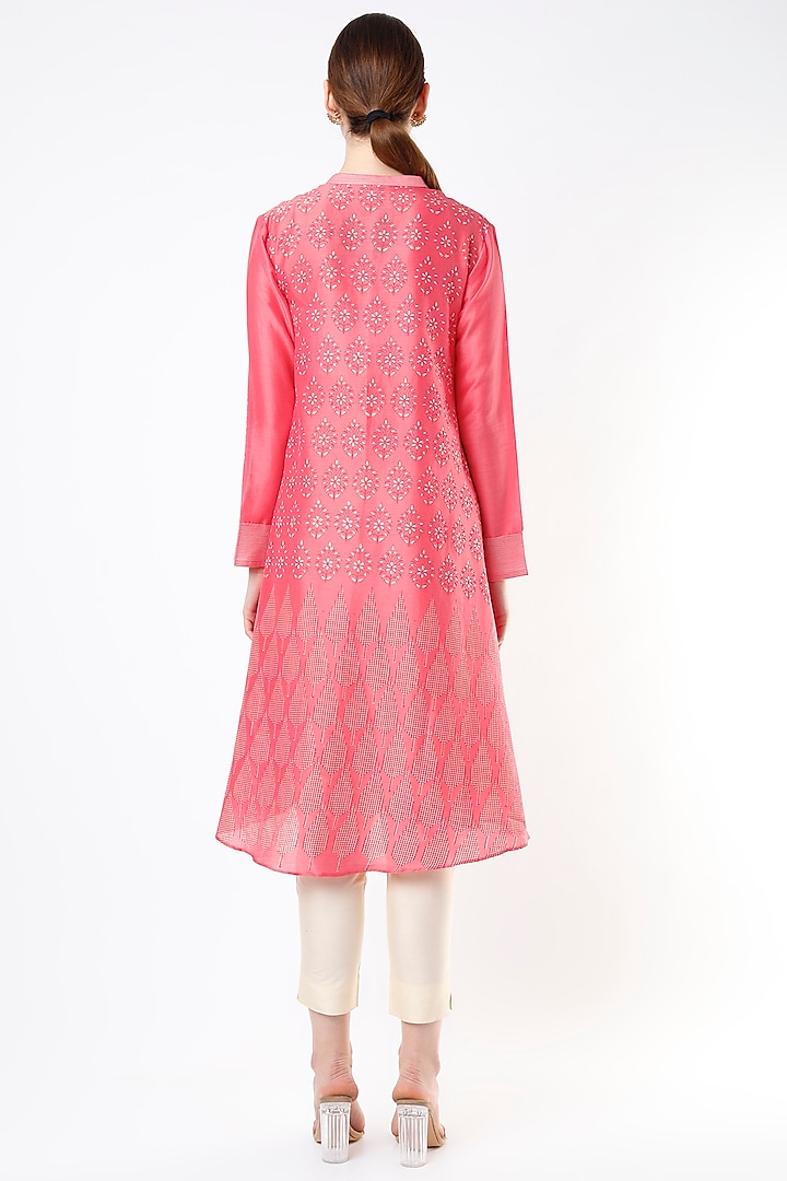 Pink Hand Block Printed Tunic by Krishna Mehta at Pernia's Pop Up Shop