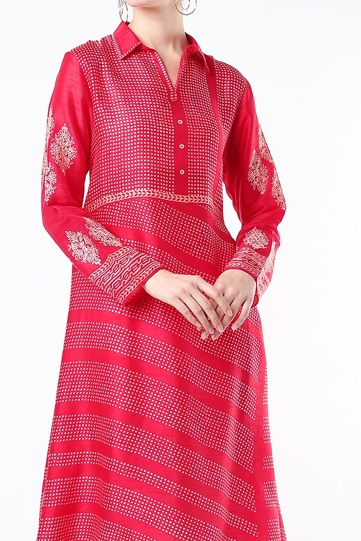 Raspberry Hand Block Printed Tunic by Krishna Mehta at Pernia's Pop Up Shop