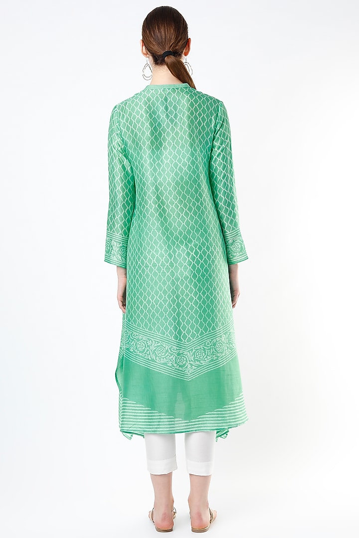 Mint Hand Block Printed Tunic by Krishna Mehta at Pernia's Pop Up Shop