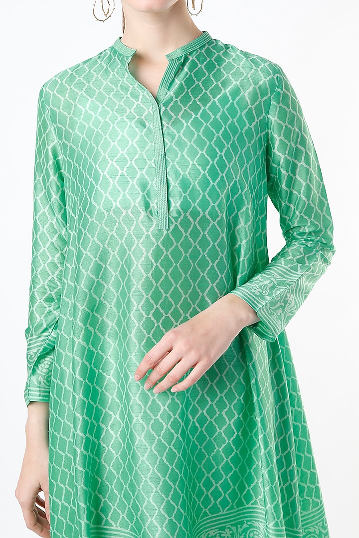Mint Hand Block Printed Tunic by Krishna Mehta at Pernia's Pop Up Shop