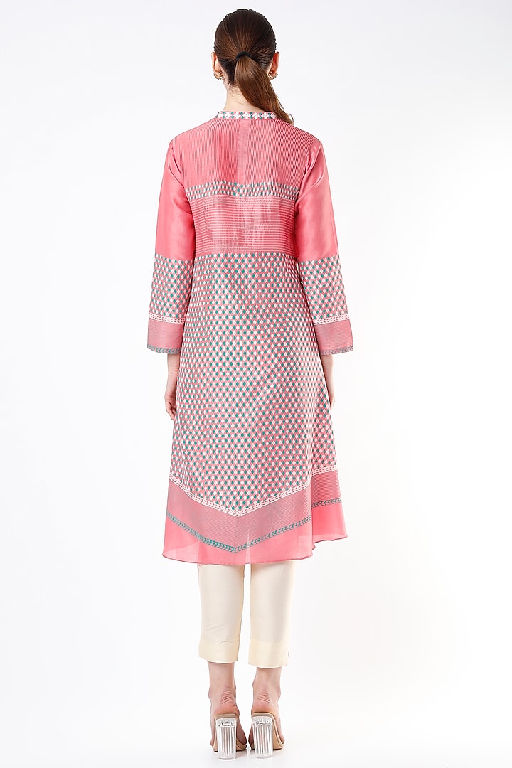 Pink Chanderi Printed Tunic by Krishna Mehta at Pernia's Pop Up Shop