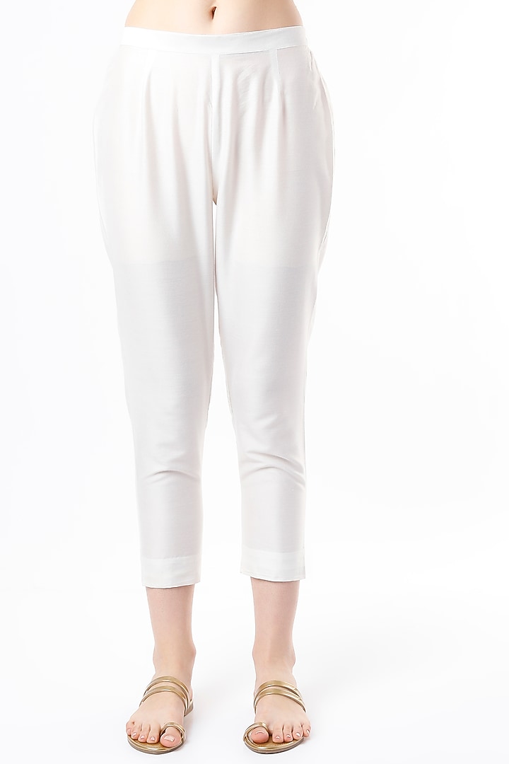Off-White Cotton Pants by Krishna Mehta at Pernia's Pop Up Shop