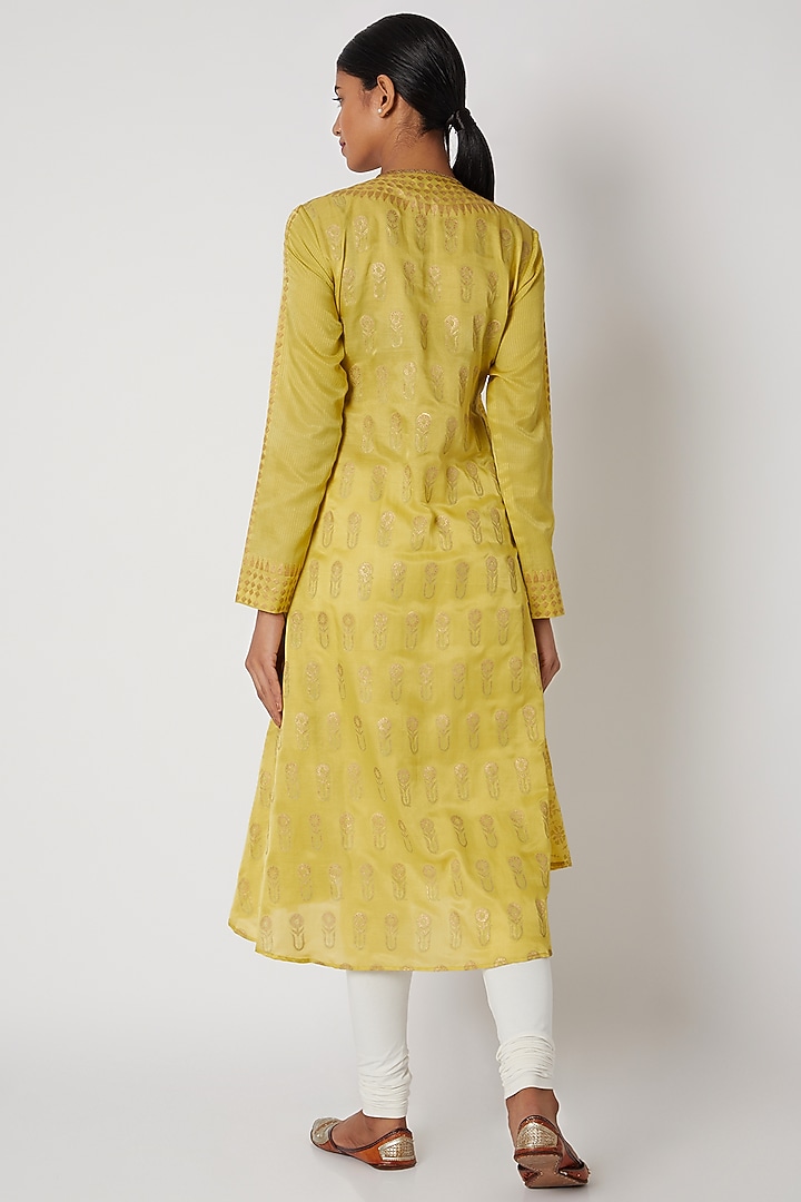 Yellow Printed Wrap Tunic by Krishna Mehta at Pernia's Pop Up Shop