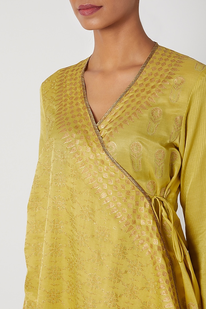 Yellow Printed Wrap Tunic by Krishna Mehta at Pernia's Pop Up Shop