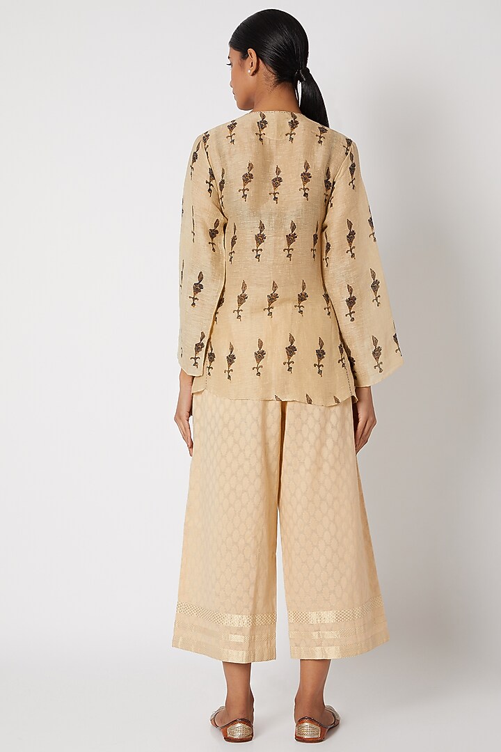 Beige Pants With Cutwork by Krishna Mehta at Pernia's Pop Up Shop