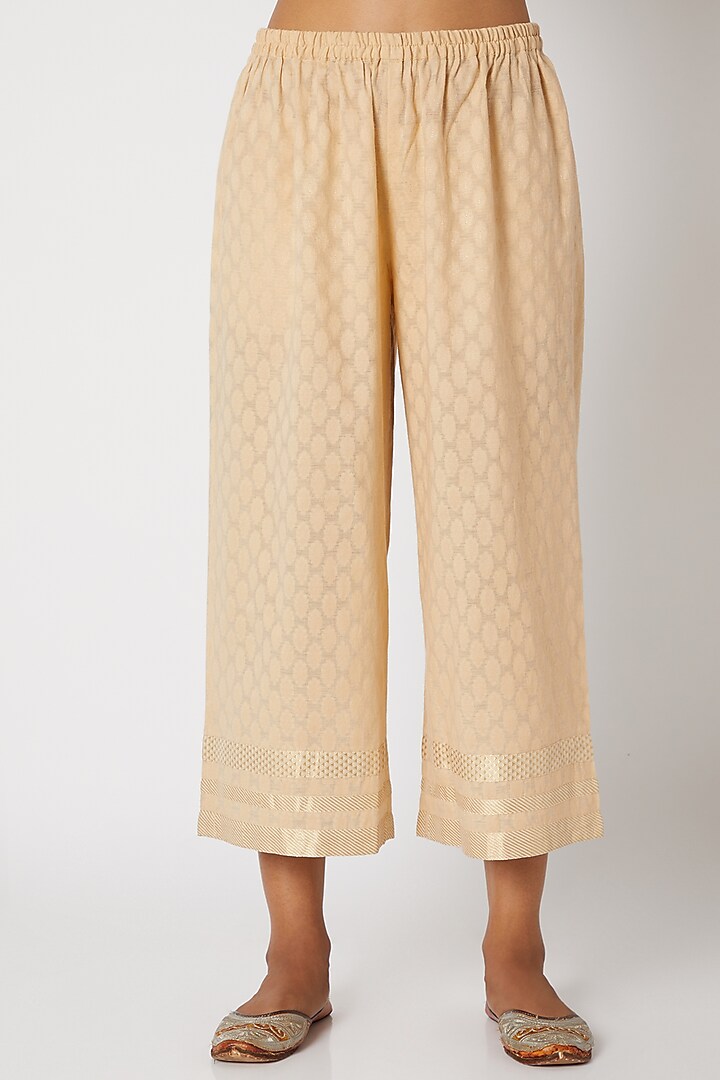 Beige Pants With Cutwork by Krishna Mehta at Pernia's Pop Up Shop