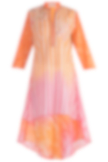 Pink & Orange Embroidered Tunic by Krishna Mehta