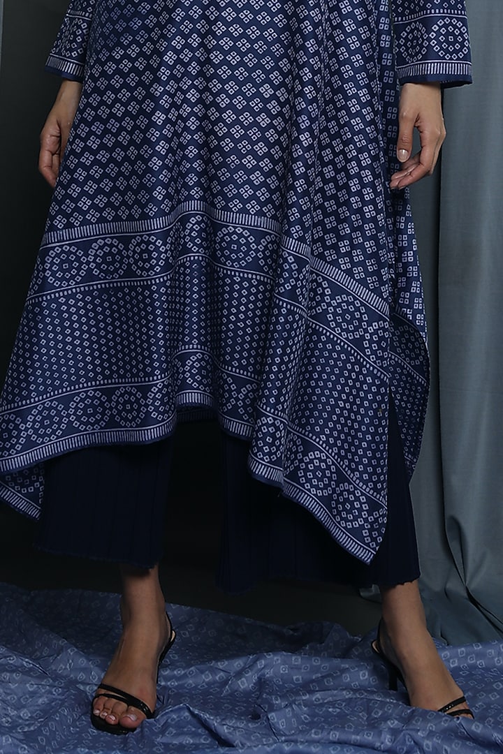 Indigo Chanderi Block Printed Tunic by Krishna Mehta at Pernia's Pop Up Shop