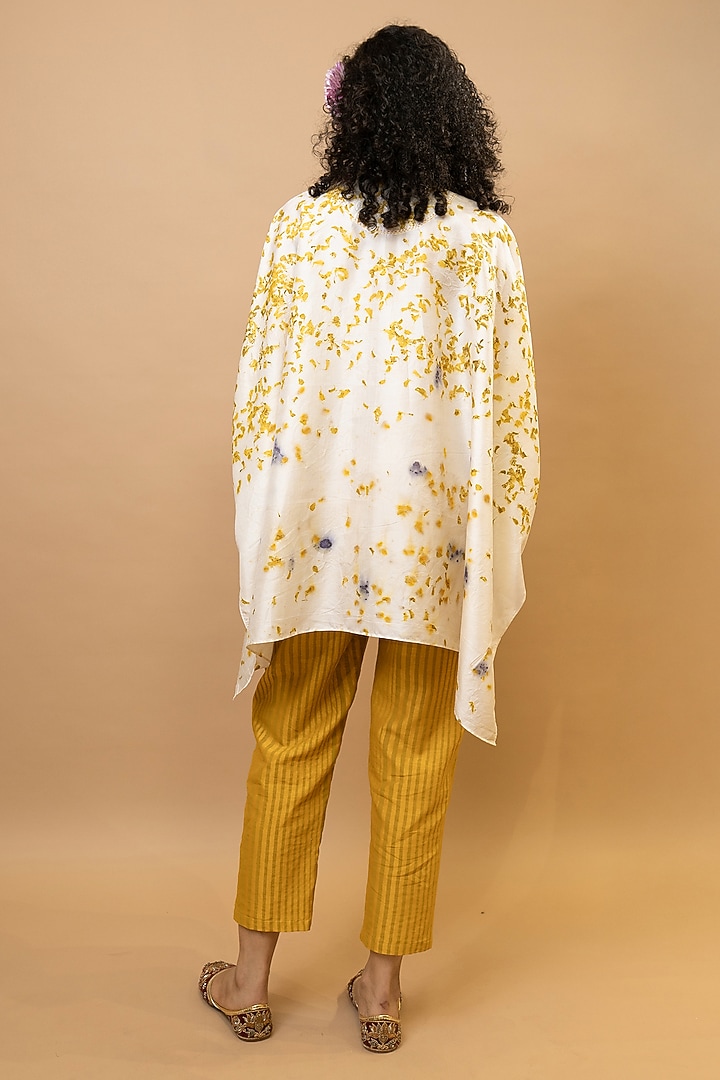 Ivory & Marigold Yellow Pure Silk Floral Printed Co-Ord Set by Krishna Mehta at Pernia's Pop Up Shop