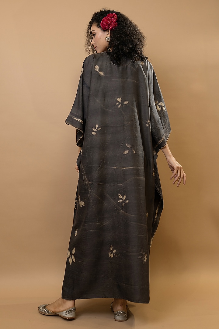 Choco-Natural Pure Silk Kaftan by Krishna Mehta at Pernia's Pop Up Shop