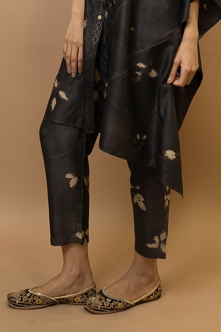 Choco-Natural Pure Silk Asymmetrical Tunic Set by Krishna Mehta at Pernia's Pop Up Shop