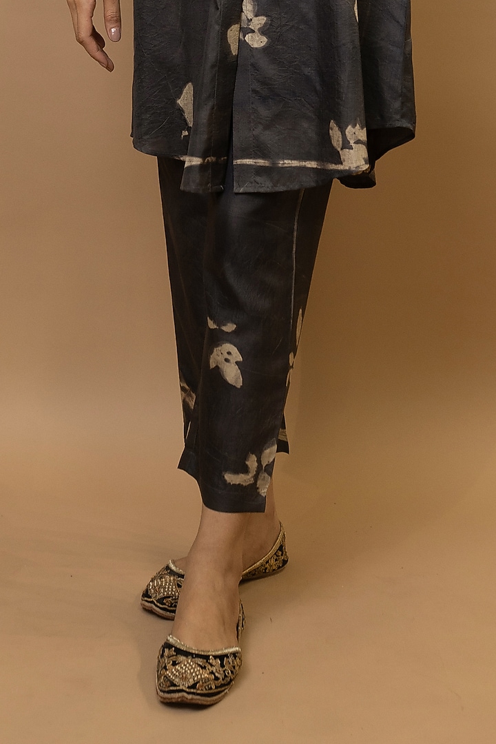 Choco-Natural Pure Silk & Cotton Silk Shirt Tunic Set by Krishna Mehta at Pernia's Pop Up Shop