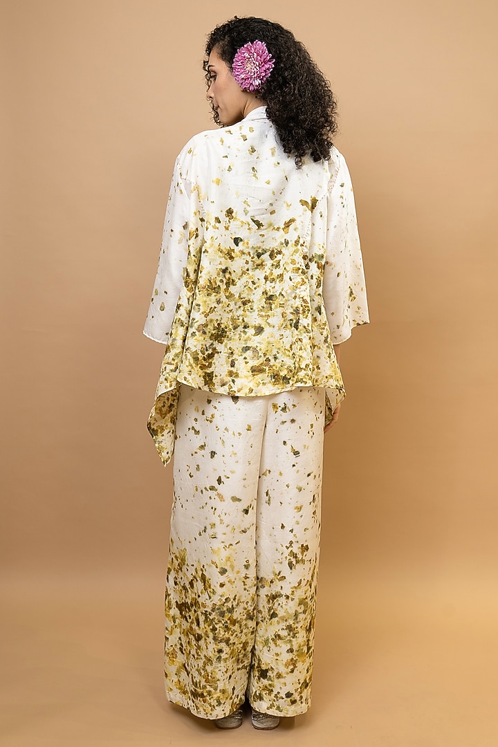 Ivory & Olive Pure Silk Printed Co-Ord Set by Krishna Mehta at Pernia's Pop Up Shop