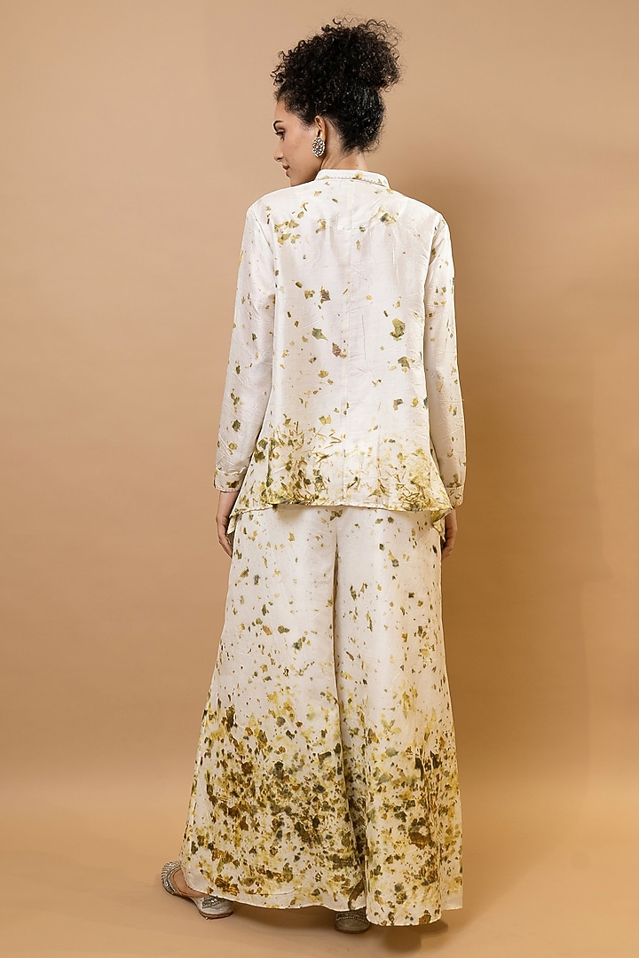Ivory & Olive Silk Printed Co-Ord Set by Krishna Mehta at Pernia's Pop Up Shop