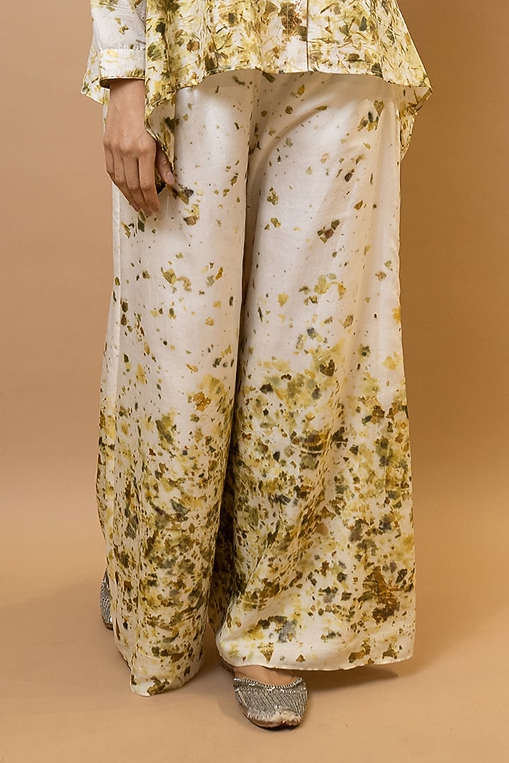 Ivory & Olive Silk Printed Co-Ord Set by Krishna Mehta at Pernia's Pop Up Shop
