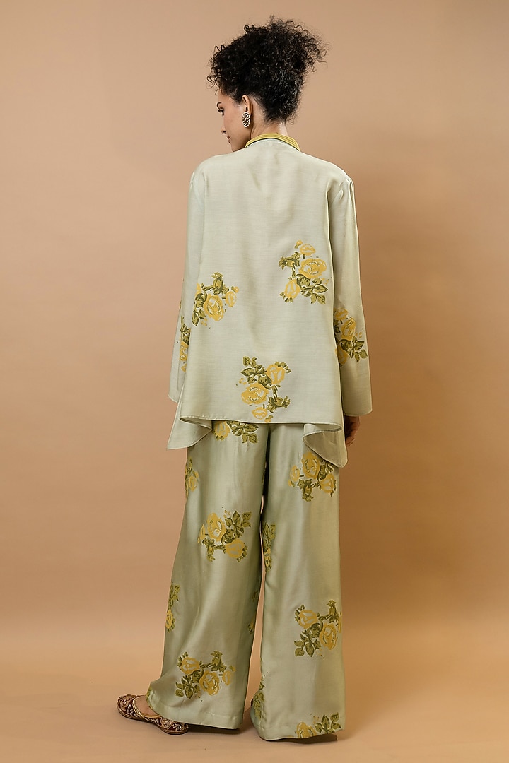 Pista Chanderi Block Printed Co-Ord Set by Krishna Mehta at Pernia's Pop Up Shop