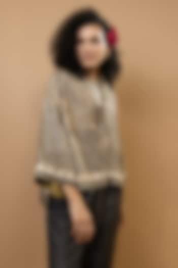 Beige Pure Silk Jacket by Krishna Mehta at Pernia's Pop Up Shop