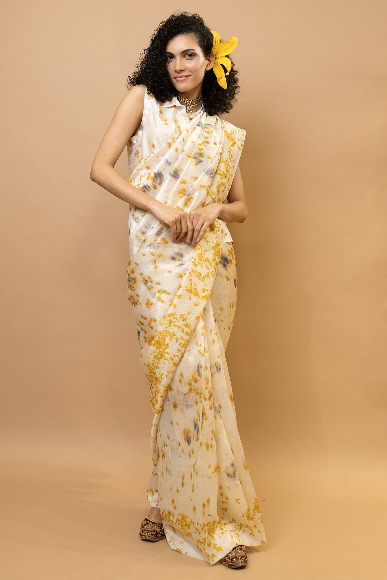 Yellow Pure Silk Wedding Saree by Krishna Mehta at Pernia's Pop Up Shop