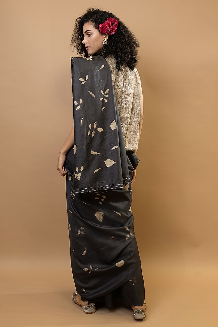 Choco-Natural Colored Pure Silk Wedding Saree by Krishna Mehta at Pernia's Pop Up Shop
