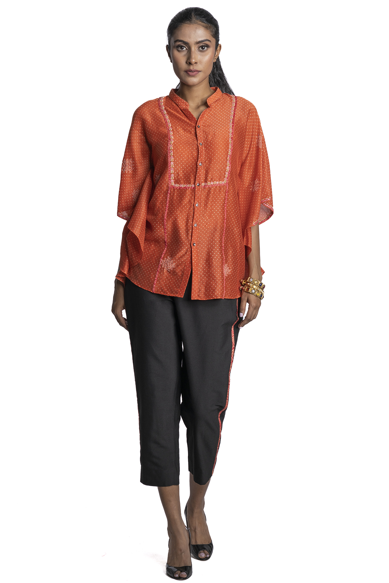 Rust Printed Tunic Set by Krishna Mehta at Pernia's Pop Up Shop