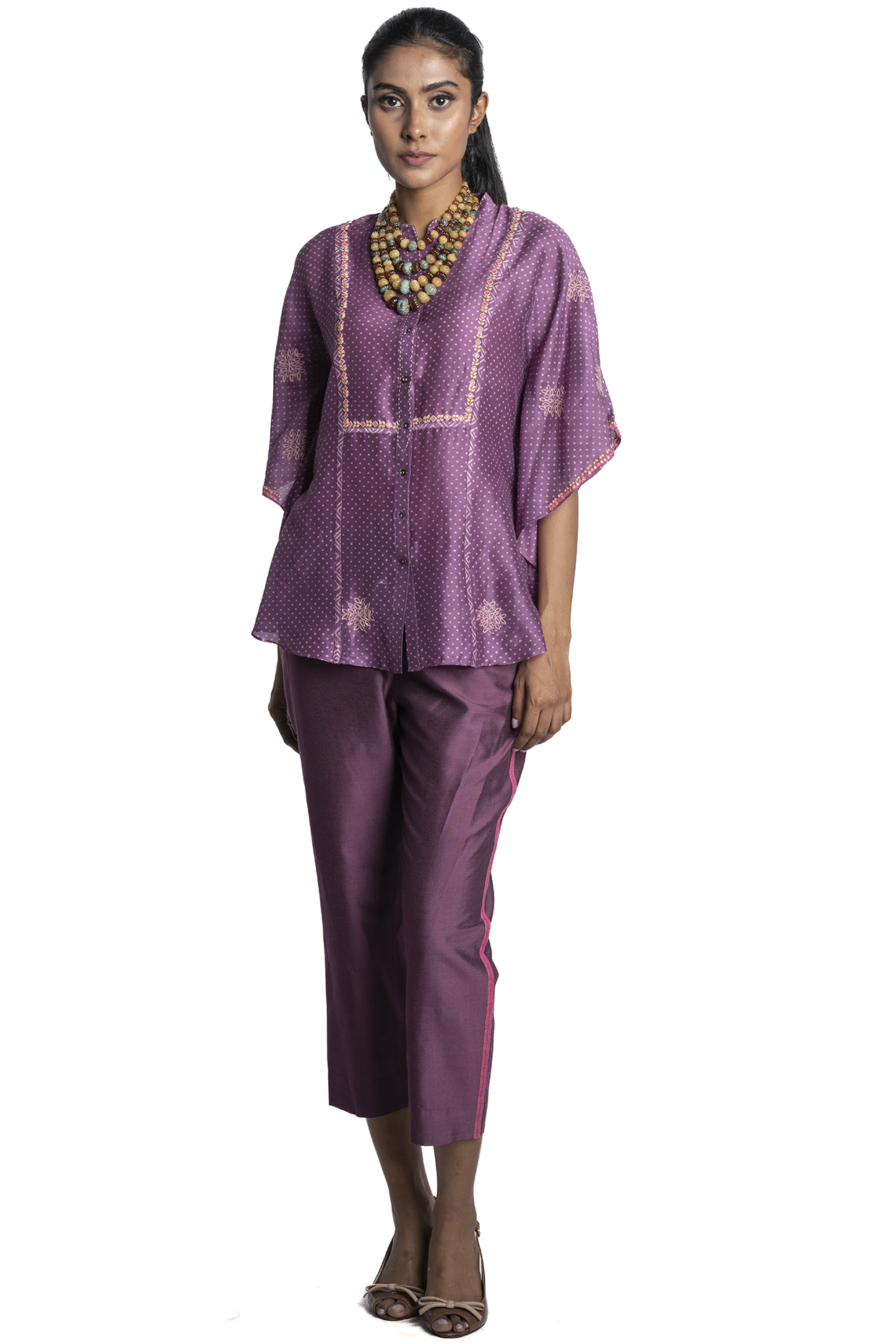 Purple Printed Tunic Set by Krishna Mehta at Pernia's Pop Up Shop