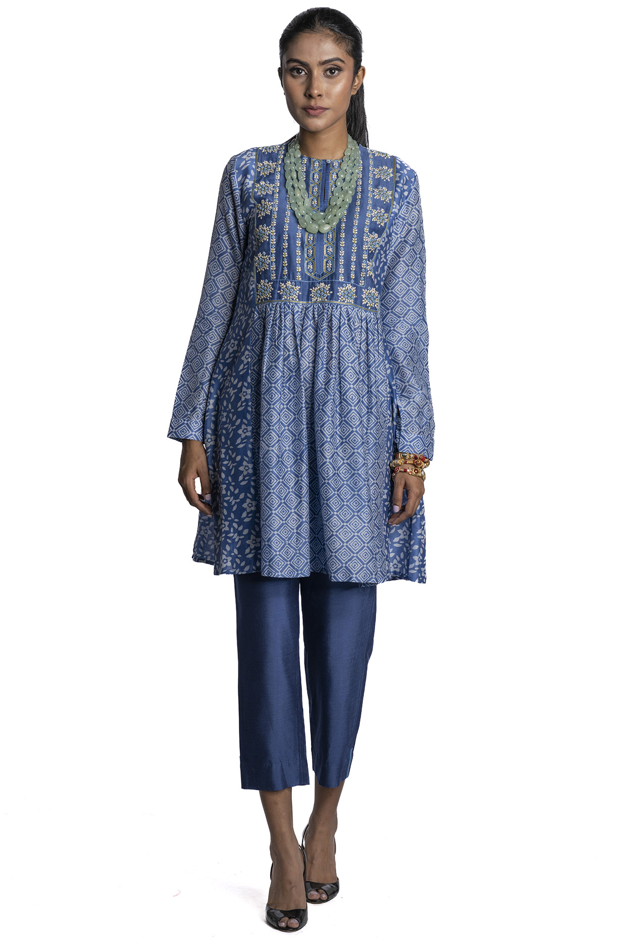 Blue Printed Tunic Set by Krishna Mehta at Pernia's Pop Up Shop