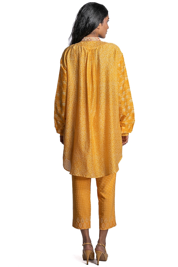 Yellow Printed Tunic Set by Krishna Mehta at Pernia's Pop Up Shop