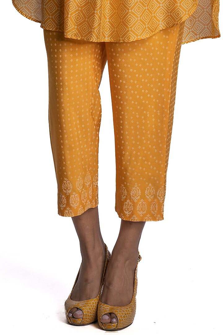Yellow Printed Tunic Set by Krishna Mehta at Pernia's Pop Up Shop