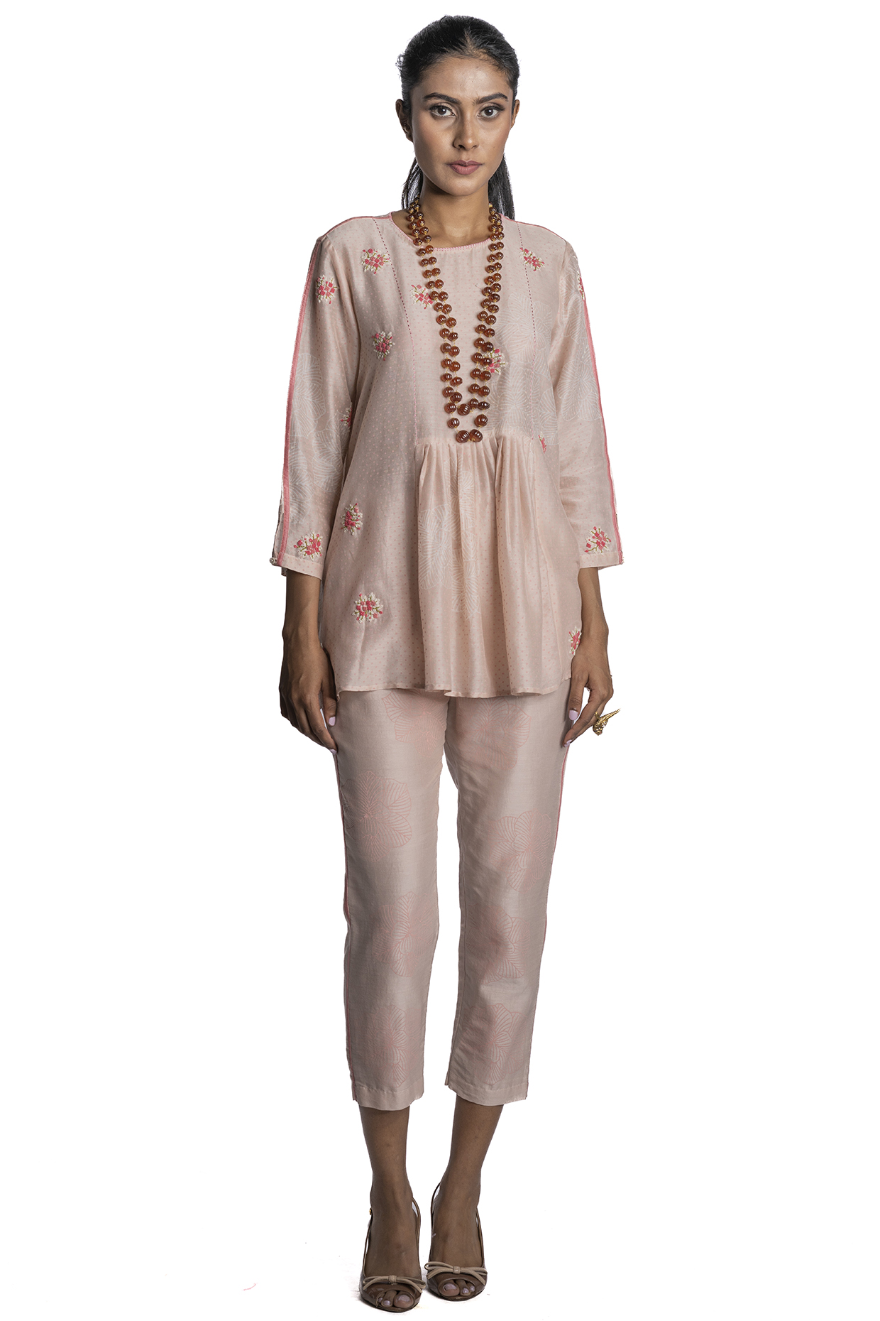 Light Pink Printed Tunic Set by Krishna Mehta at Pernia's Pop Up Shop