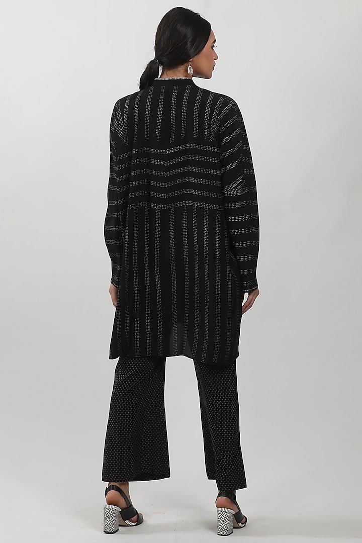 Black Modal Block Printed Tunic by Krishna Mehta at Pernia's Pop Up Shop