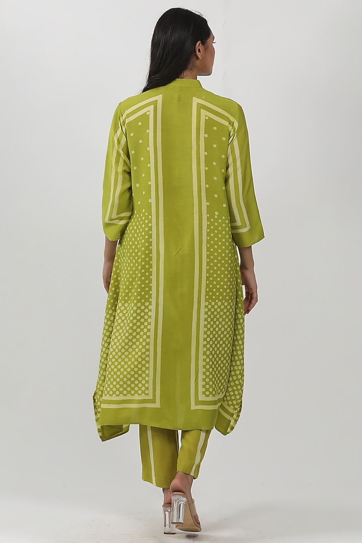 Green Modal Block Printed A-Line Tunic by Krishna Mehta at Pernia's Pop Up Shop