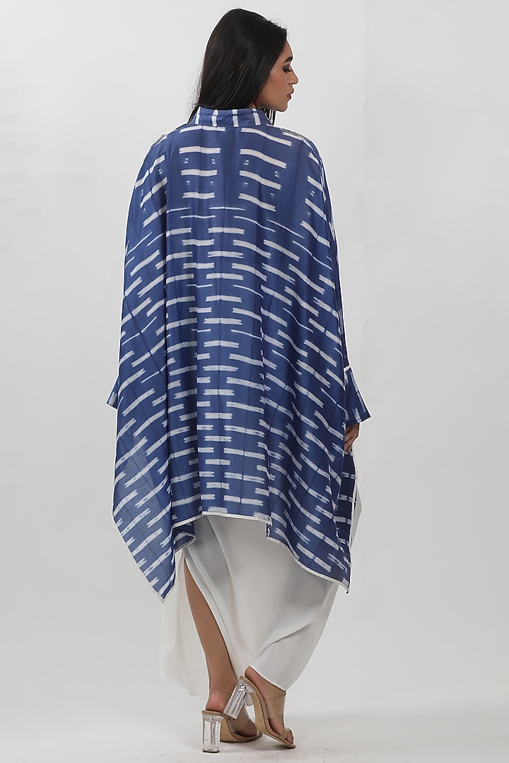 Indigo Chanderi Shibori Tie-Dye Tunic Set by Krishna Mehta at Pernia's Pop Up Shop