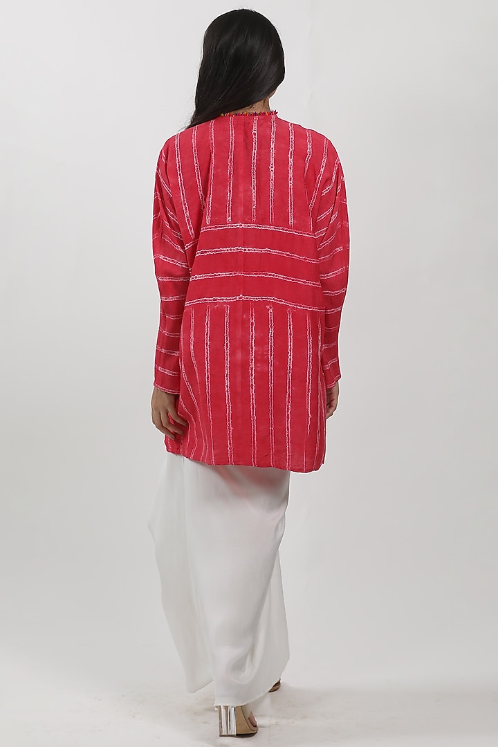 Red Modal Tie-Dye Tunic by Krishna Mehta at Pernia's Pop Up Shop