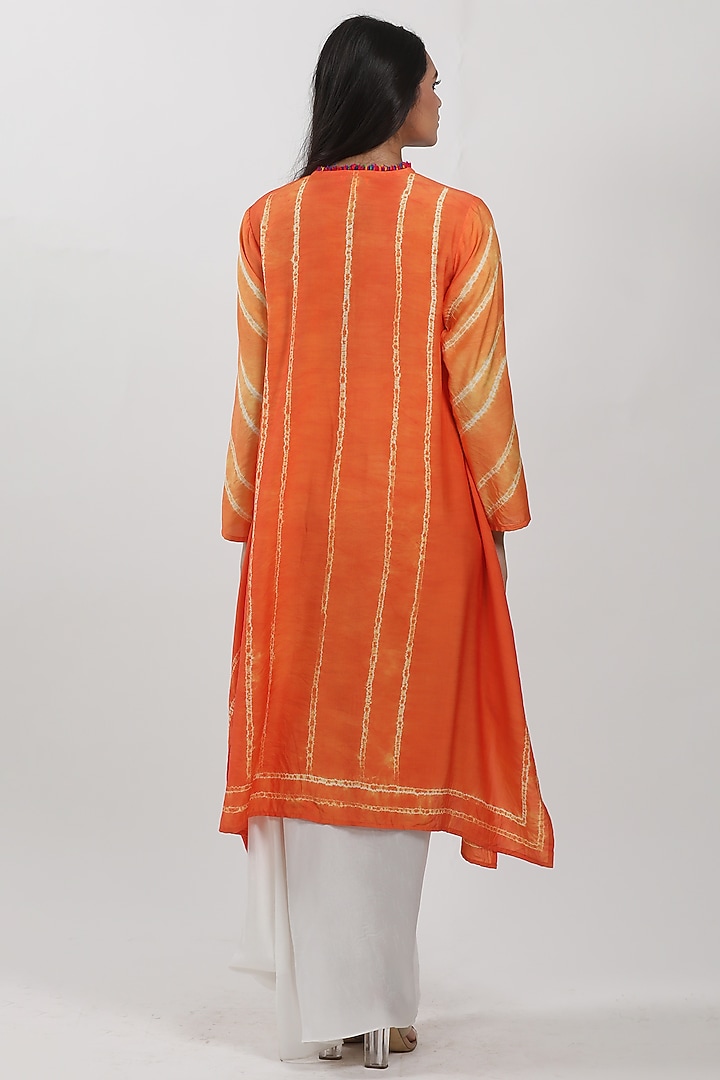 Orange Modal Tie-Dye A-Line Tunic by Krishna Mehta at Pernia's Pop Up Shop