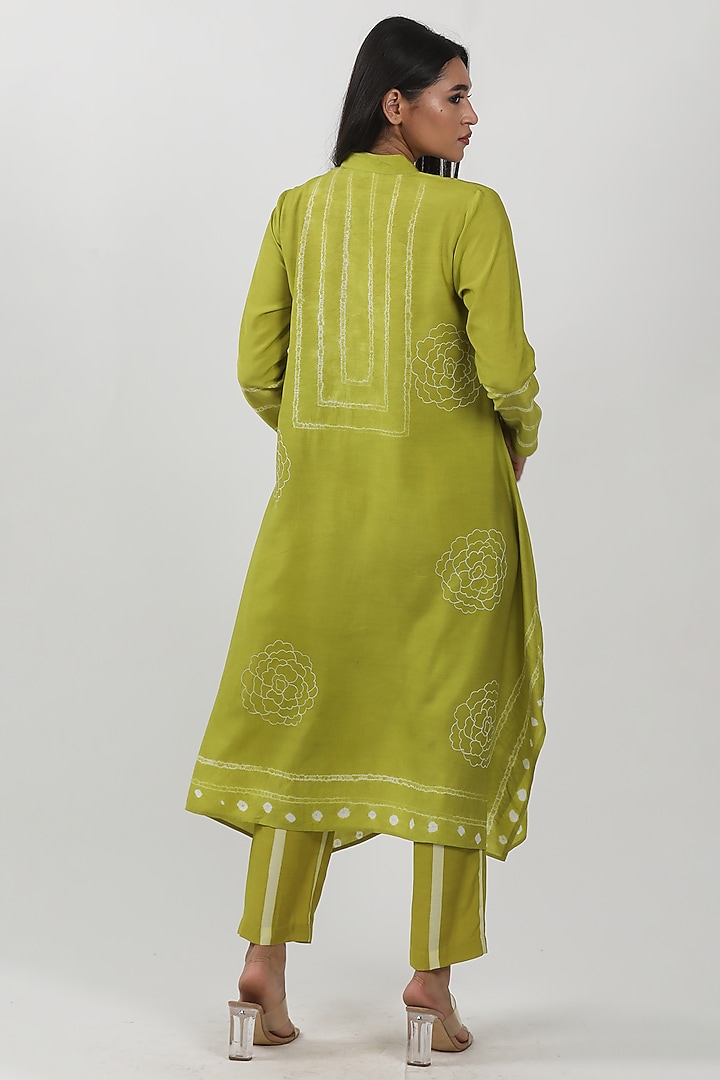 Green Modal Tie-Dye A-Line Tunic by Krishna Mehta at Pernia's Pop Up Shop