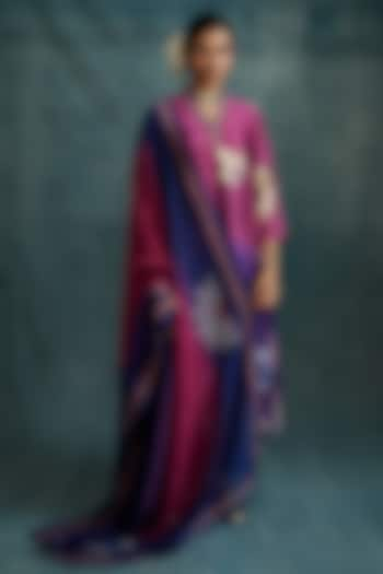 Purple & Pink Modal Block Printed Kurta Set by Krishna Mehta at Pernia's Pop Up Shop