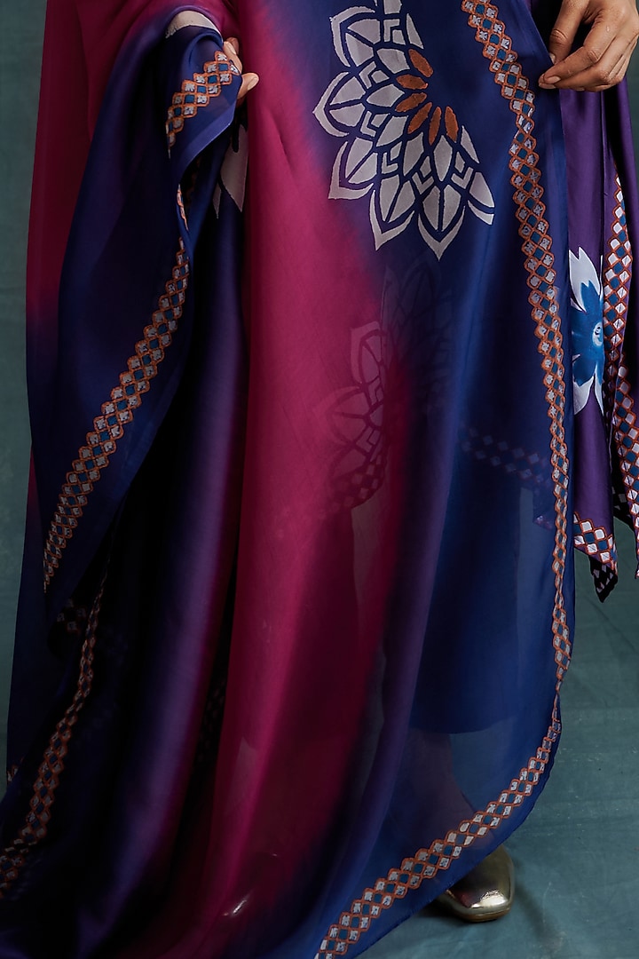 Purple & Pink Modal Block Printed Kurta Set by Krishna Mehta at Pernia's Pop Up Shop