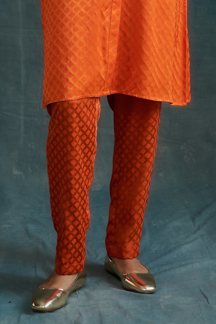 Fuchsia & Orange Modal Block Printed Shirt Tunic Set by Krishna Mehta at Pernia's Pop Up Shop