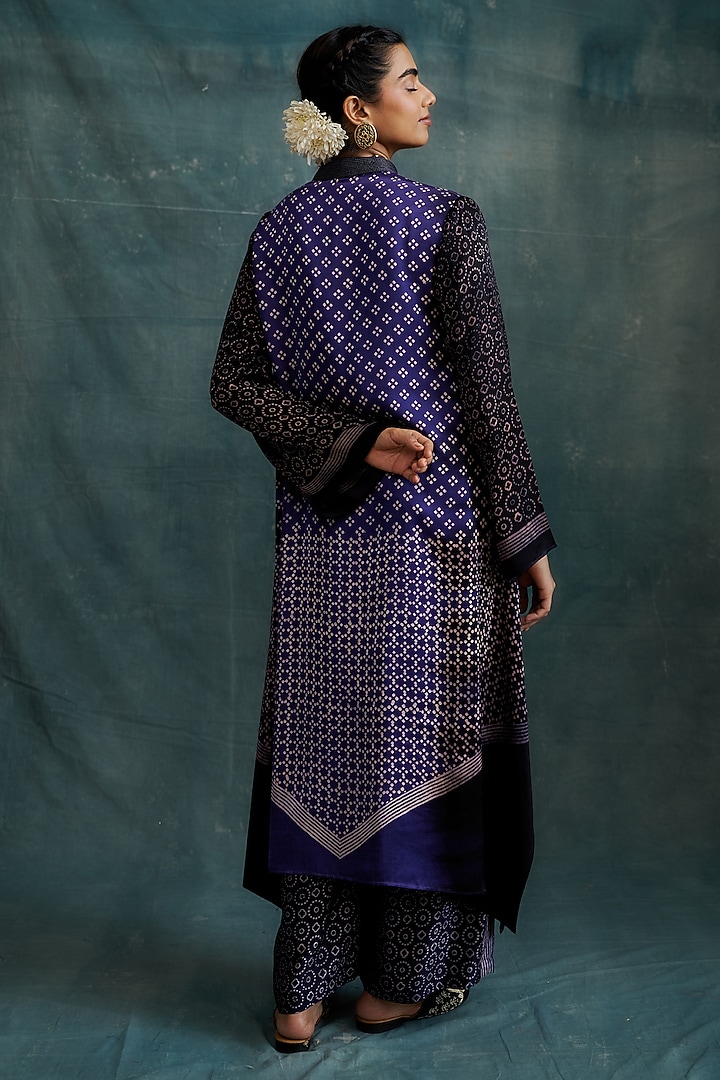 Purple Modal Block Printed Asymmetric Tunic by Krishna Mehta at Pernia's Pop Up Shop
