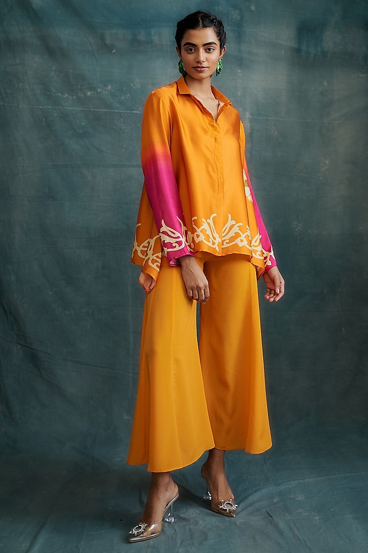 Fuchsia & Orange Modal Hand Block Printed Co-Ord Set by Krishna Mehta