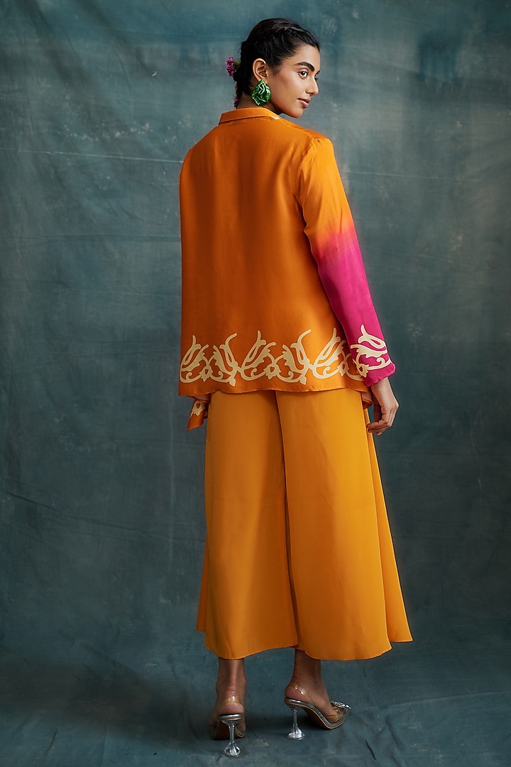 Fuchsia & Orange Modal Hand Block Printed Co-Ord Set by Krishna Mehta at Pernia's Pop Up Shop
