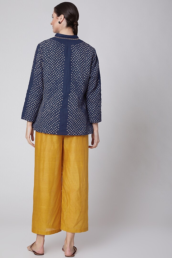 Indigo Blue Embroidered Jacket by Krishna Mehta at Pernia's Pop Up Shop