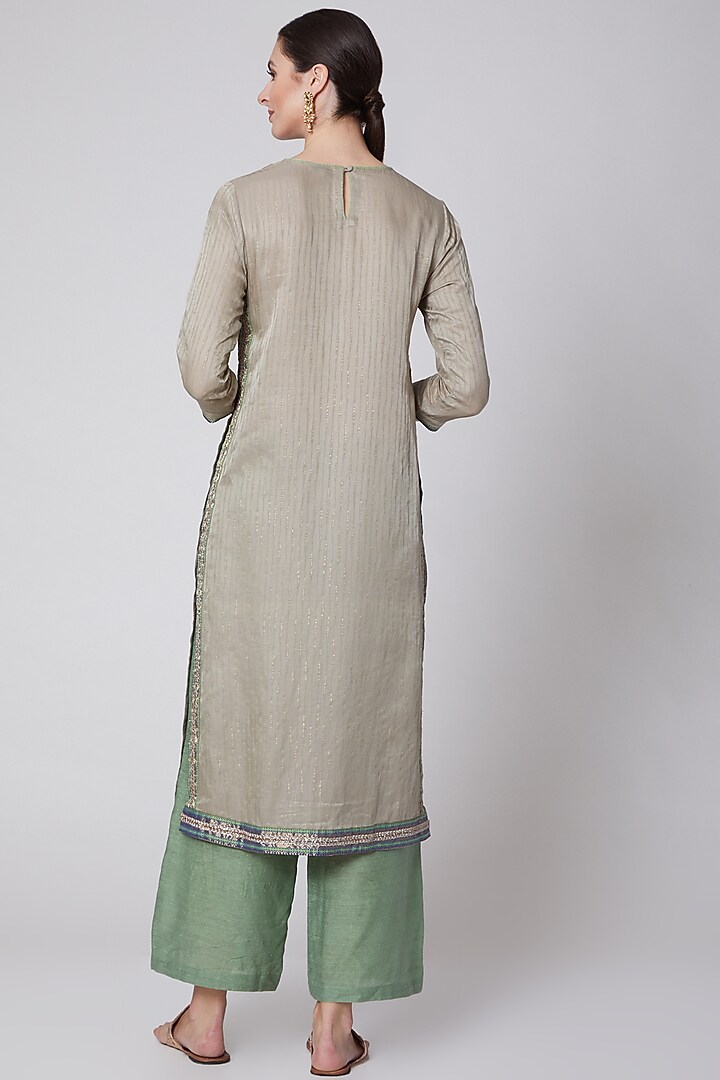Silver Embroidered Tunic by Krishna Mehta at Pernia's Pop Up Shop