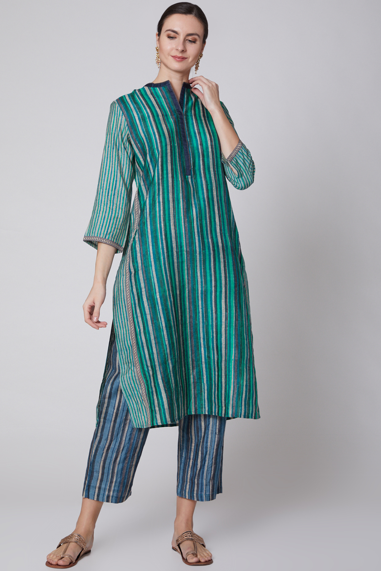 Cobalt Blue Printed Tunic by Krishna Mehta  at Pernia's Pop Up Shop