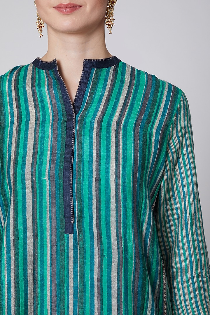 Cobalt Blue Printed Tunic by Krishna Mehta at Pernia's Pop Up Shop