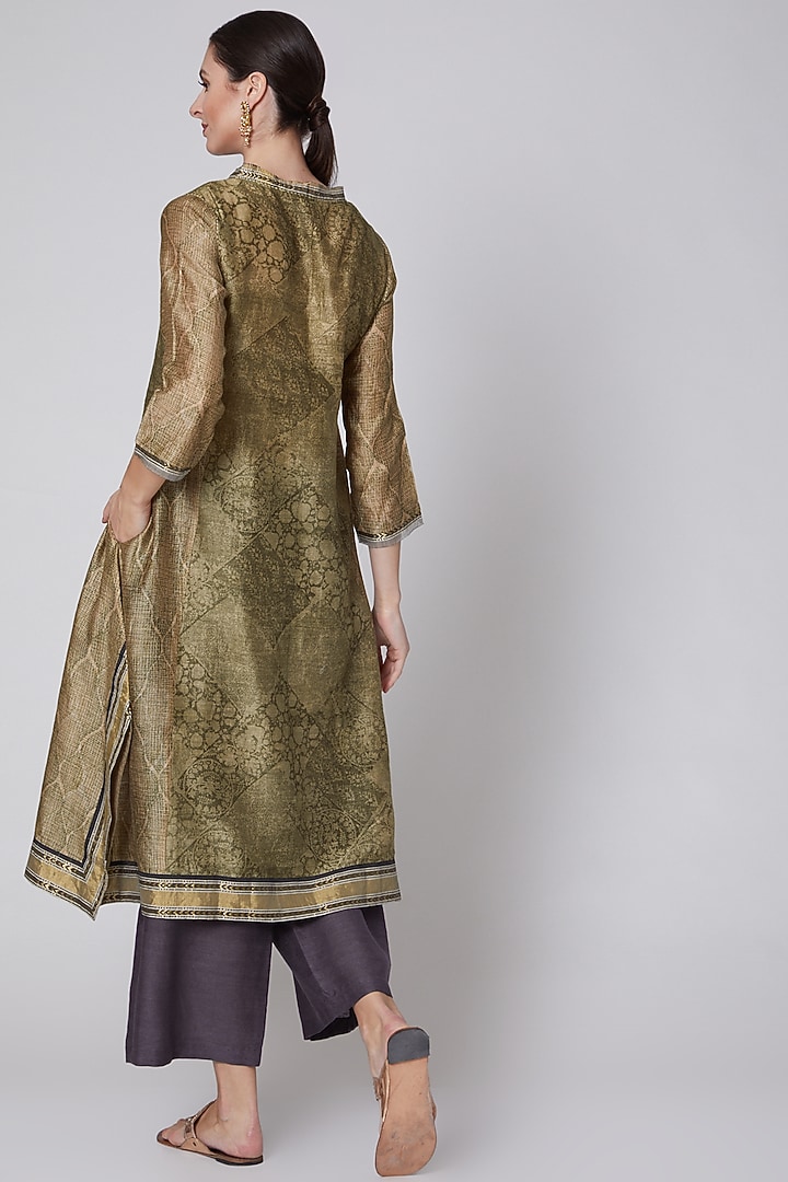 Olive Green Printed Tunic by Krishna Mehta at Pernia's Pop Up Shop