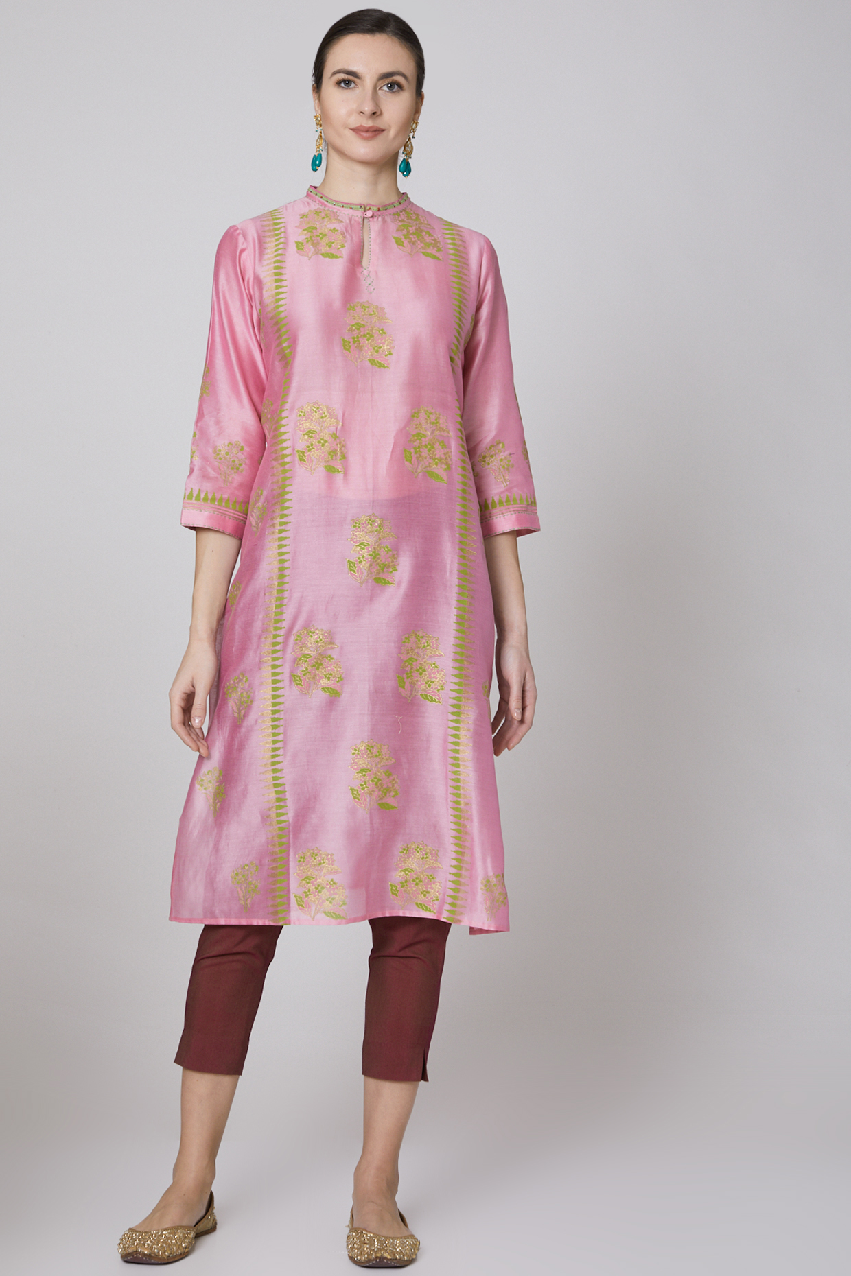 Pink Printed Tunic by Krishna Mehta 