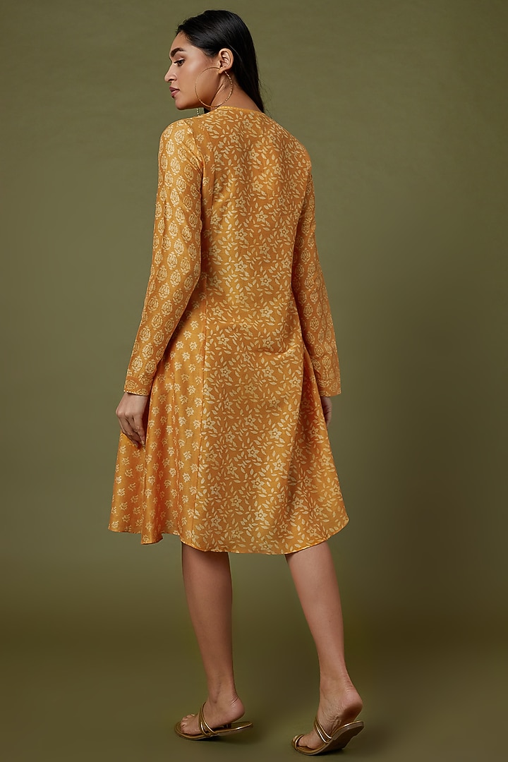 Yellow Block Printed Tunic by Krishna Mehta at Pernia's Pop Up Shop