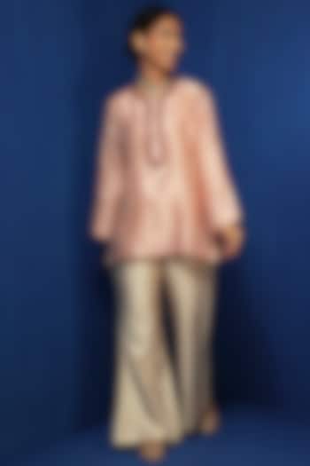 Off-White Cotton Viscose Bell-Bottom Pants by Krishna Mehta at Pernia's Pop Up Shop